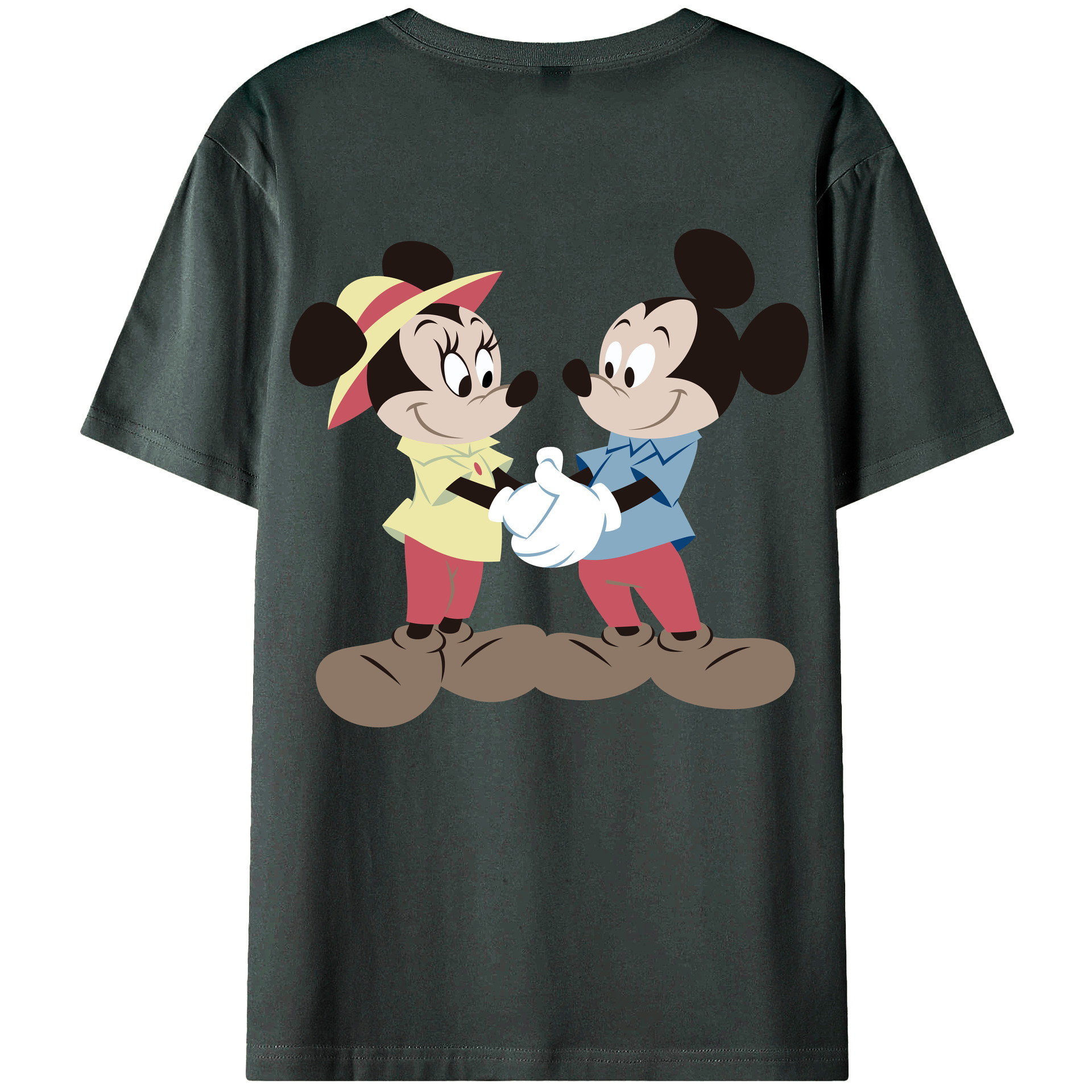 （画像用） ミッキーマウス Mickey Mouse 綿100％ メンズ半袖Tシャツ（バックプリント） 通気性